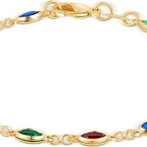 18K Gold Plated Multicolor Crystal Bracelet in 7.5 Inches - Made In Brazil